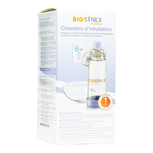BIOSYNEX CHAMBRE D INHALATION AVEC MASUE+VALVE(6ANS+)