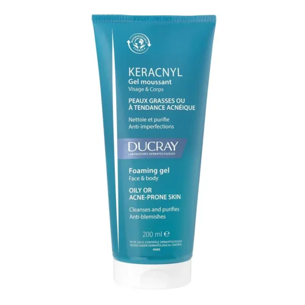 DUCRAY KERACNYL GEL MOUSSANT VISAGE ET CORPS PEAUX GRASSE 200ML