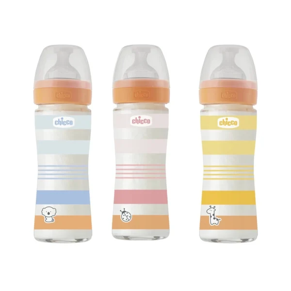 Chicco Biberon Well-Being en Verre Flux Lent 0M+ 240ml
