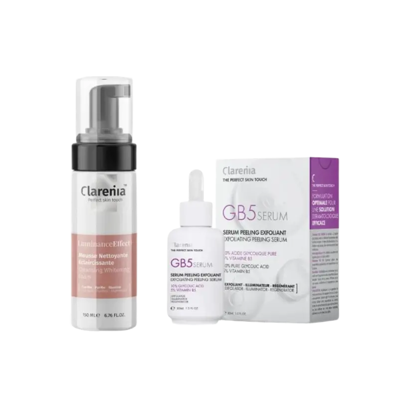 CLARENIA PACK CLARENIA GB5 SERUM PEELING EXFOLIANT 30ML+LUMINANCE EFFECT MOUSSE NETTOYANTE ECLAIRCISSANTE 150ML (OFFERT)
