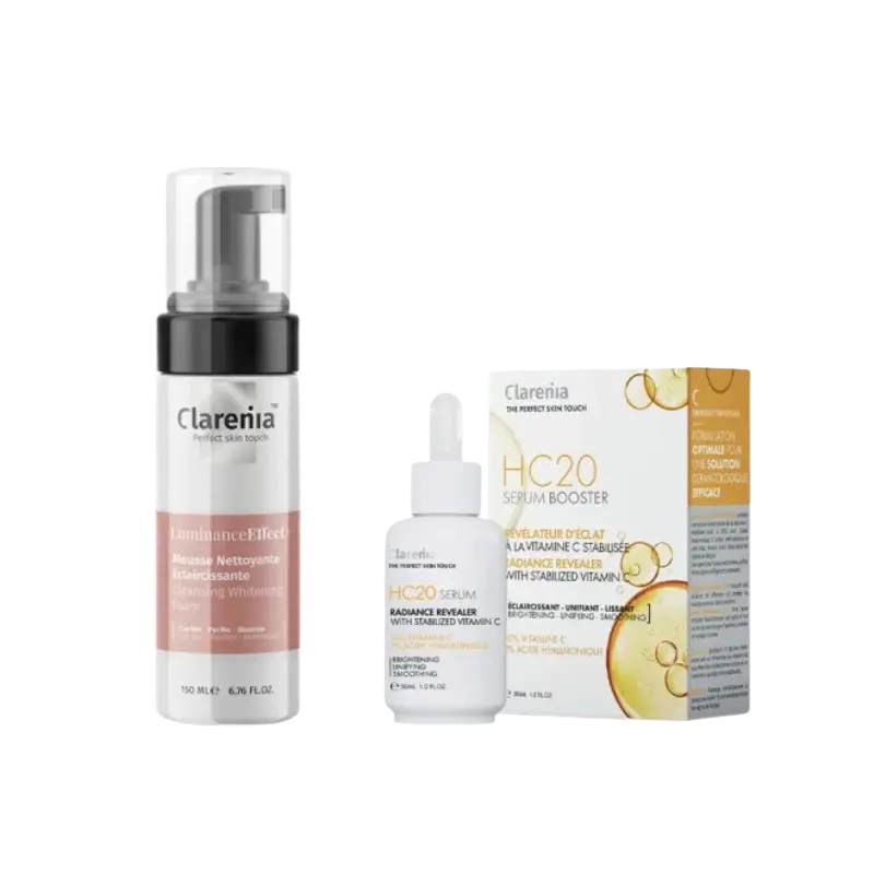 CLARENIA PACK HC 20 SERUM BOOSTER 30ML+LUMINANCE EFFECT MOUSSE NETTOYANTE ECLAIRCISSANTE 150ML (OFFERT)