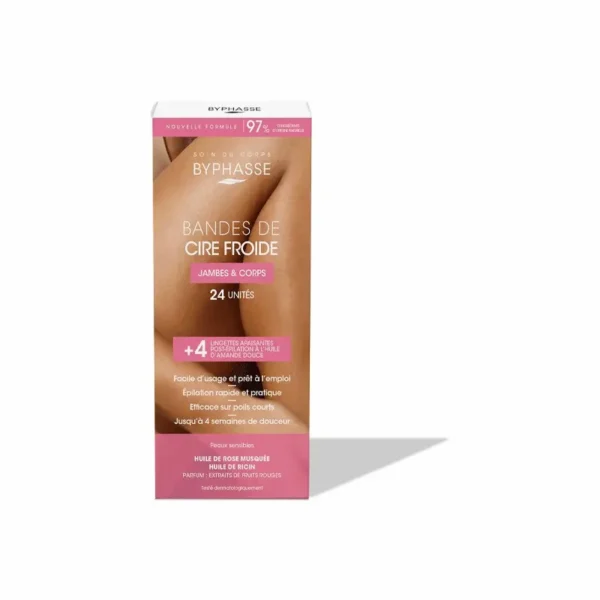 BYPHASSE BANDES DE CIRE FROIDE JAMBES & CORPS 24UNITES
