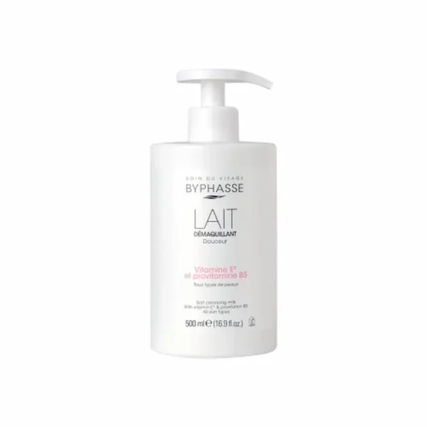 BYPHASSE LAIT DÉMAQUILLANT DOUCEUR VITAMINE E ET PROVITAMINE B5 TOUS TYPES DE PEAUX 500ML