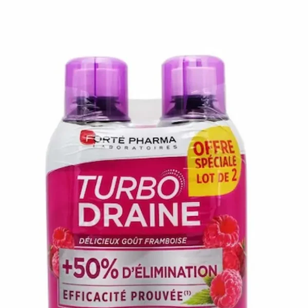 FORTÉ PHARMA TURBO DRAINE LOT DE 2 GOUT FRAMBOISE +50% D ÉLIMINATION 500ML