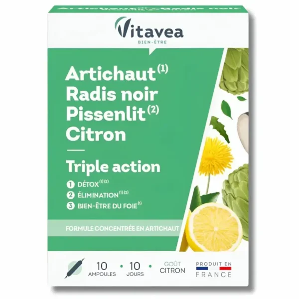 VITAVEA ARTICHAUT RADIS NOIR PISSENLIT CITRON 10 AMPOULES