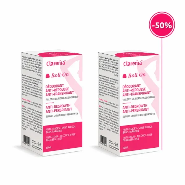 CLARENIA  ROLL-ON ANTI REPOUSSE LOT DE 2 LA 2EME(-50%) ROUGE 50ML