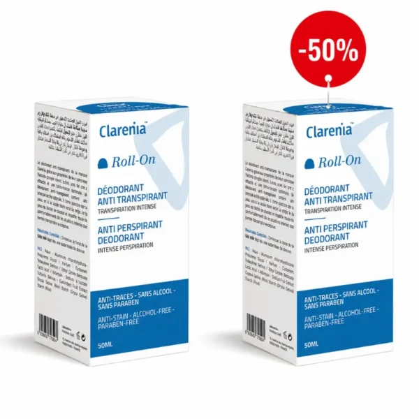CLARENIA ROLL-ON ANTI TRANSPIRATION LOT DE 2 LA 2EME (-50%) BLEU 50ML