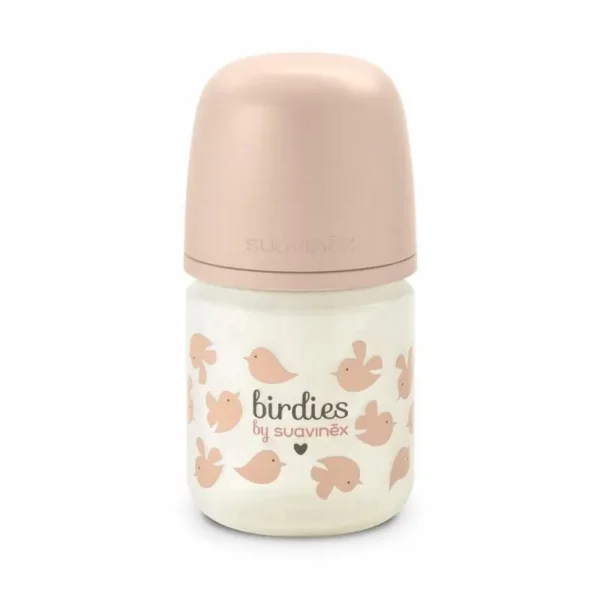 SUAVINEX BIBERON SILICONE EN VERRE ROSE +0M(XS) 120ML